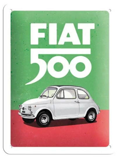 Nostalgic Art Fiat 500 Dekoratives Schild & Tafel für drinnen Metall Mehrfarbig