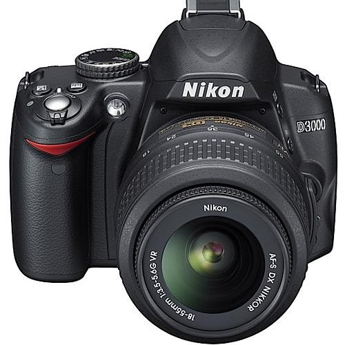 Nikon D3000 + AF-S DX NIKKOR 18-55mm SLR-Kamera-Set 10,2 MP CCD 3872 x 2592 Pixel Schwarz