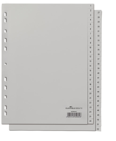 Durable 650410 Tab-Register Numerischer Registerindex Polypropylen (PP) Grau