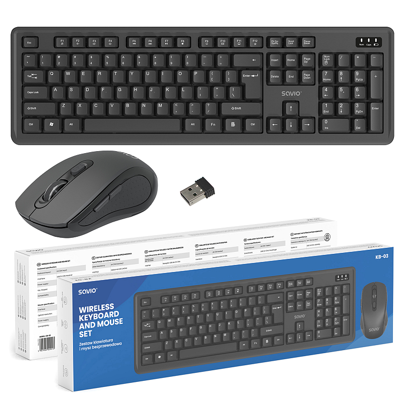 Savio KB-03 Tastatur Maus enthalten Heimbüro USB QWERTY US Englisch Schwarz