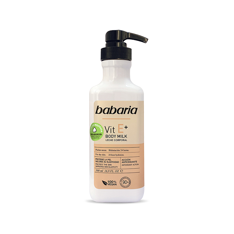 Babaria Vit E+ body milk 500 ml Milch Frauen