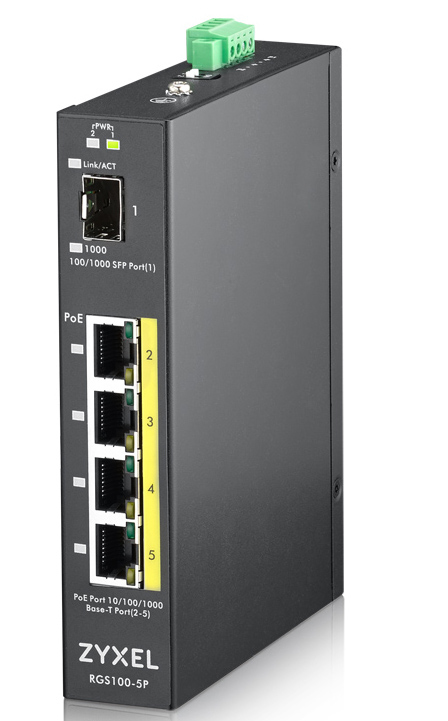 Zyxel RGS100-5P Unmanaged L2 Gigabit Ethernet (10/100/1000) Power over Ethernet (PoE) Schwarz