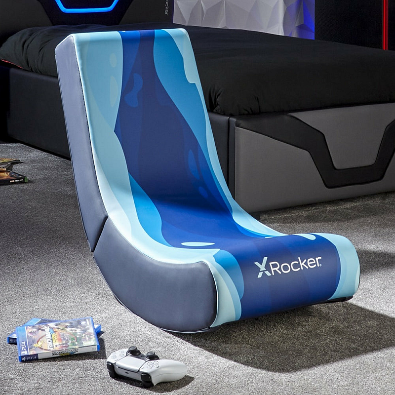 X Rocker 2022085 Videospiel-Stuhl Konsolen-Gamingstuhl Gepolsterter, ausgestopfter Sitz Blau