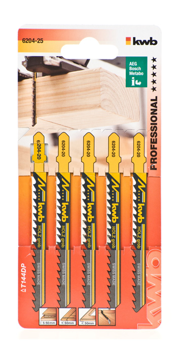 kwb 620425 Sägeblatt für Stichsägen, Laubsägen & elektrische Sägen Stichsägeblatt Hartstahl (HCS) 5 Stück(e)