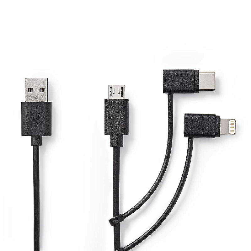 Nedis CCGL60620BK10 USB Kabel USB 2.0 1 m USB A USB C/Micro-USB B/Lightning Schwarz