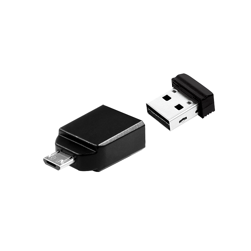 Verbatim Nano - USB-Stick 16 GB mit Micro USB-Adapter - Schwarz