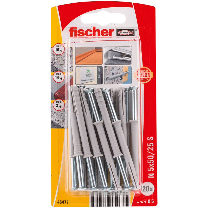 Fischer 45477 Schraubanker/Dübel 20 Stück(e) Schrauben- & Dübelsatz 50 mm