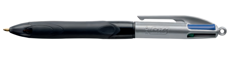 BIC 4 Colours Grip Pro Schwarz, Blau, Grün, Rot Clip-on-Einziehkugelschreiber Medium 12 Stück(e)