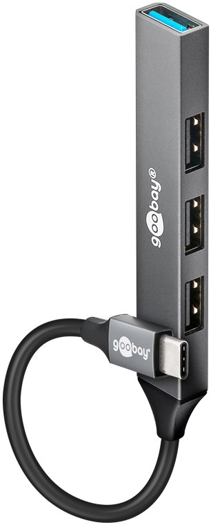 Goobay 74457 Schnittstellen-Hub USB 3.2 Gen 1 (3.1 Gen 1) Type-C 5000 Mbit/s Hellgrau