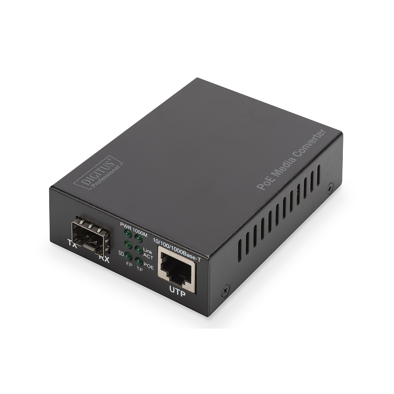 Digitus Gigabit PoE Medienkonverter, RJ45 / SFP, PSE