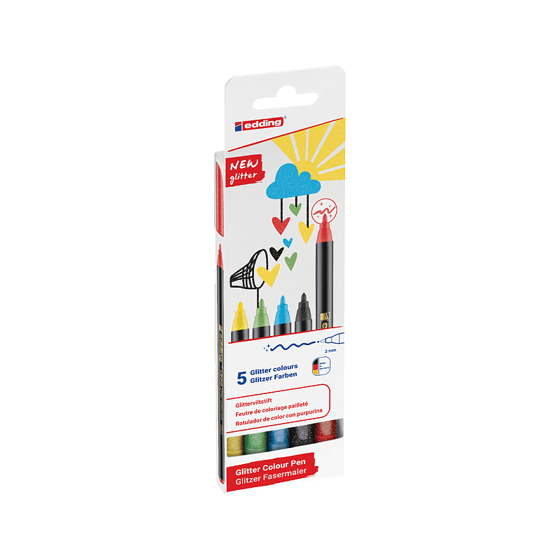 Edding 4-1200-5-3 Filzstift Aqua, Schwarz, Hellgrün, Rot, Gelb 1 Stück(e)