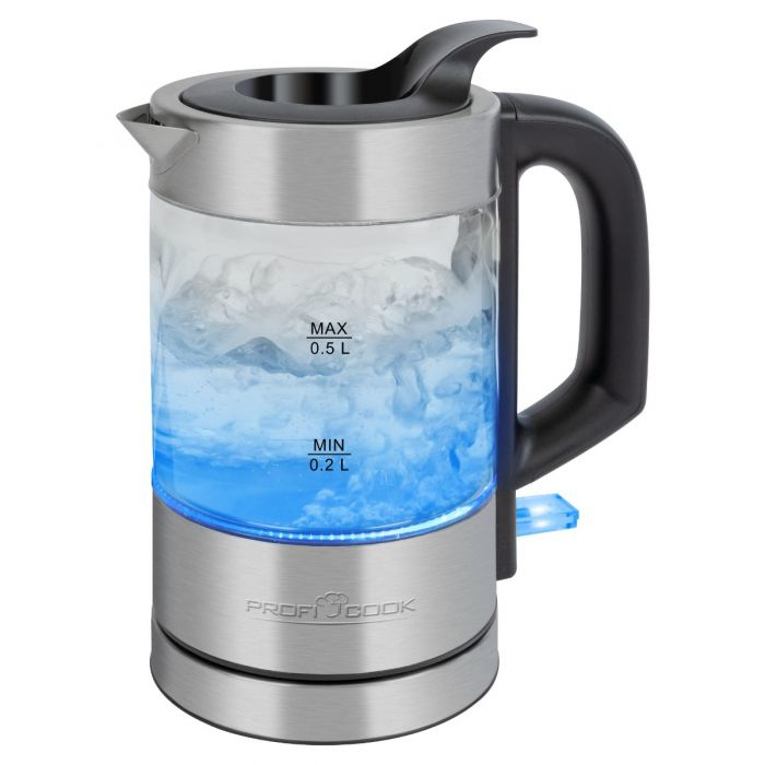 ProfiCook PC-WKS 1228 G Wasserkocher 0,5 l 1100 W Edelstahl, Transparent