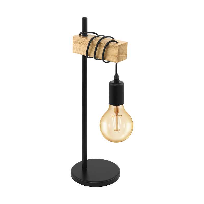 EGLO Townshend Tischleuchte E27 Schwarz, Holz
