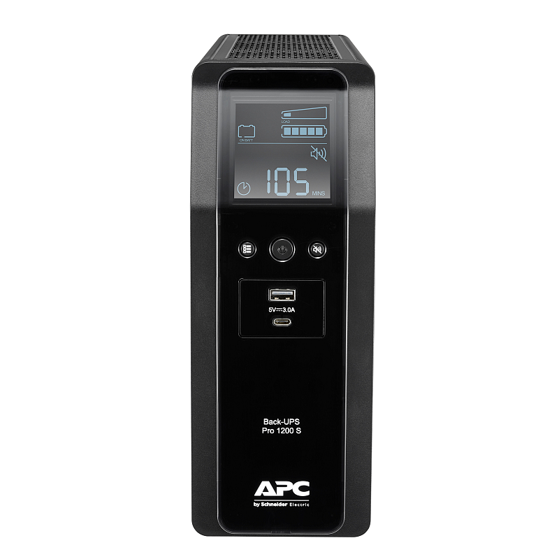 APC Back-UPS Pro 1200S, 1200 VA, 230 V, Sinuswelle, AVR, LCD, 8 IEC Ausgänge (2 mit Überspannungsschutz)