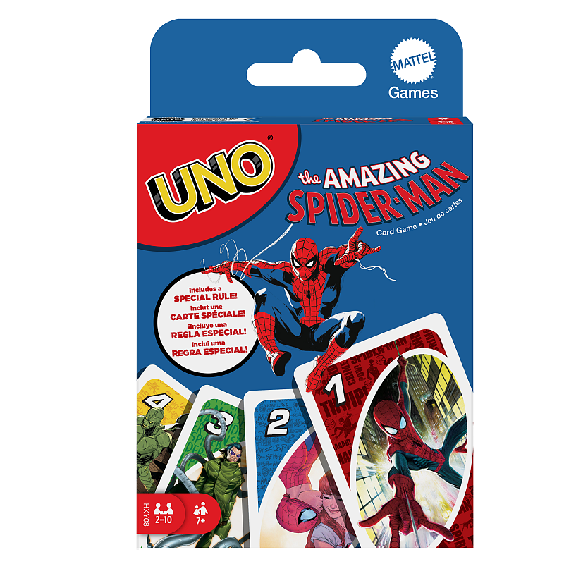 Games UNO The Amazing Spider-Man Kartenspiel für Kinder, Erwachsene und Familien-Spieleabende, inspiriert von der Marvel Comicreihe