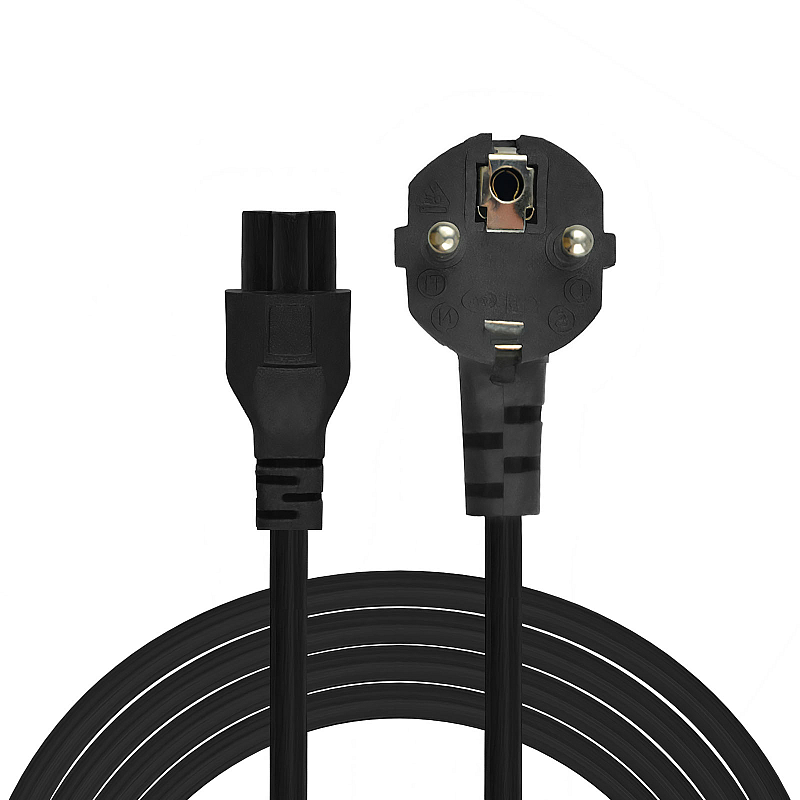 Savio Strom IEC 60320 C5 CEE 7/7 Sort 3m Stromkabel Schwarz C5-Koppler Netzstecker Typ C