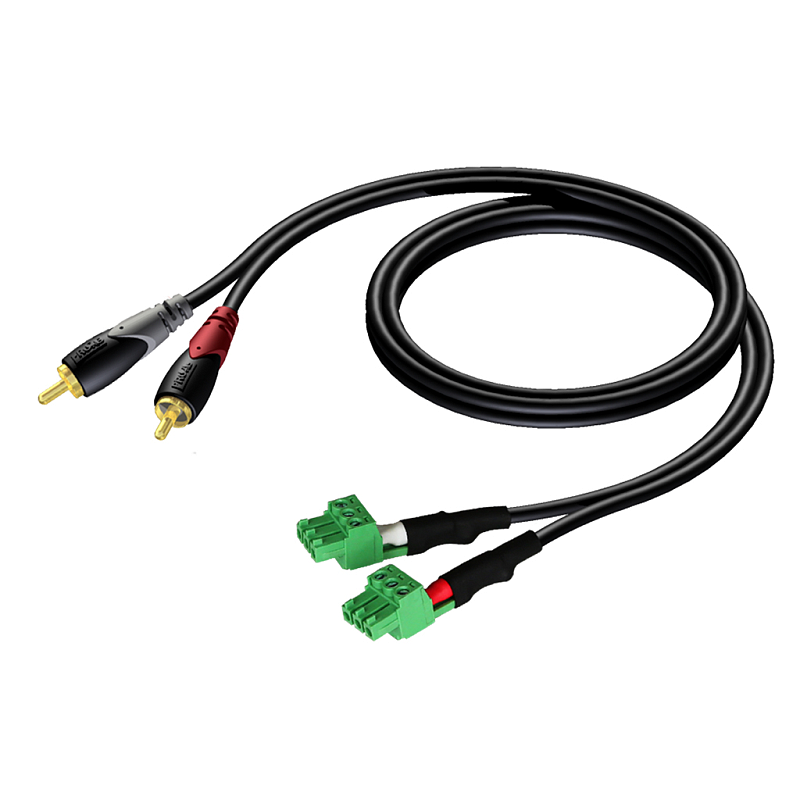 AUDAC CLA832 Audio-Kabel 0,5 m 2 x RCA 2 x Terminal Schwarz, Grün