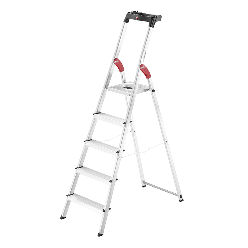 Hailo L60 Stufenleiter Aluminium, Schwarz, Rot