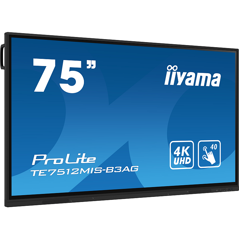 iiyama TE7512MIS-B3AG Signage-Display Kiosk-Design 190,5 cm (75") LCD WLAN 400 cd/m² 4K Ultra HD Schwarz Touchscreen Eingebauter Prozessor Android 11 24/7
