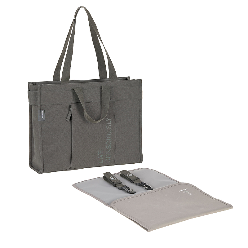 Lässig 1101035236 Windeltasche Stoffbeutel Graubraun Baumwolle, Polyester