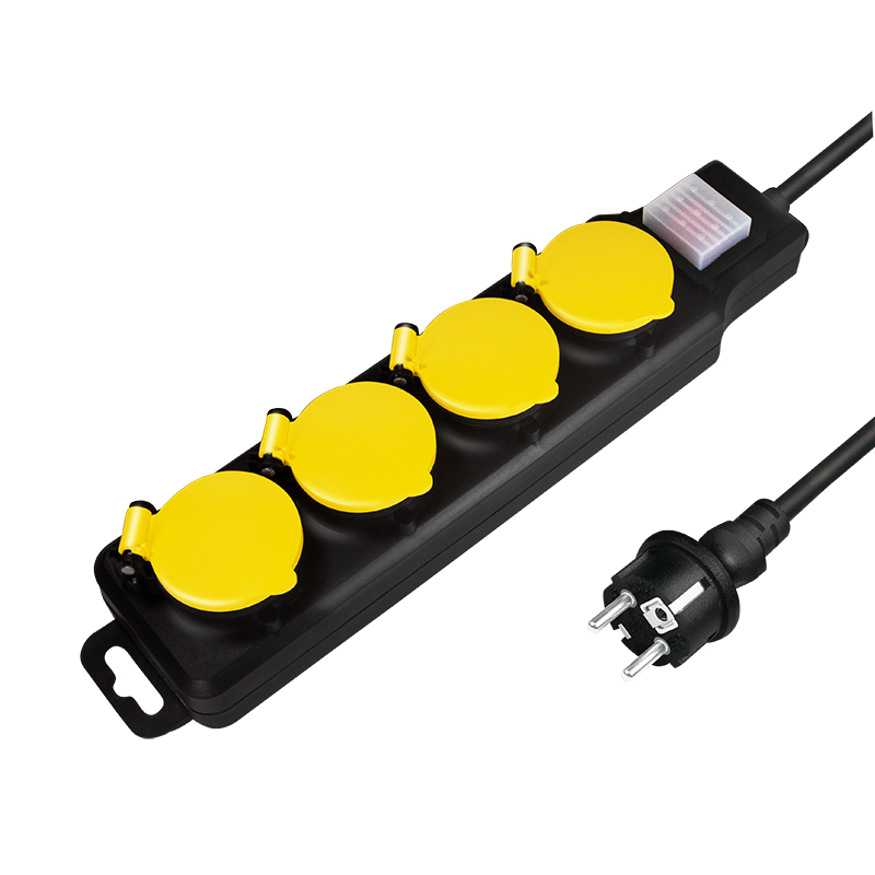 LogiLink LPS254 Verlängerungskabel 1,5 m 4 AC-Ausgänge Draußen Schwarz, Gelb