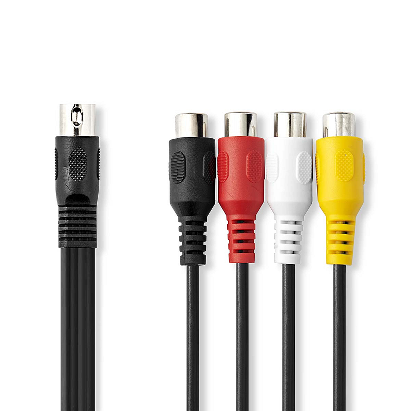 Nedis CAGL20450BK02 Audio-Kabel 0,2 m DIN (5-pin) 4 x RCA Schwarz