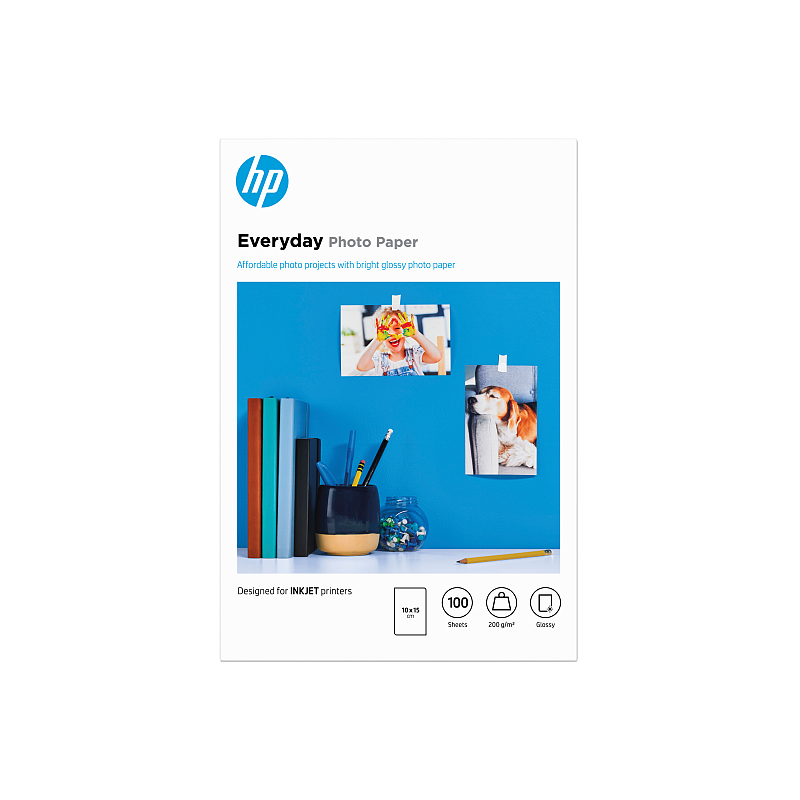 HP Normales Fotopapier, glänzend, 200 g/m2, 10 x 15 cm (101 x 152 mm), 100 Blatt