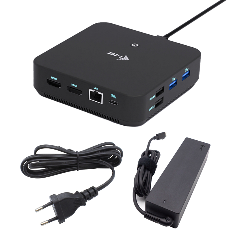 i-tec USB-C DP Dual HDMI Docking Station with Power Delivery 100 W + Universal Charger 100W Kabelgebunden USB 3.2 Gen 2 (3.1 Gen 2) Type-C Schwarz