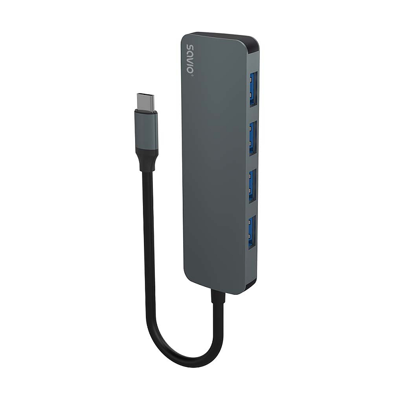 Savio Hub USB-C - 4 x USB-A AK-54 USB 3.2 Gen 1 (3.1 Gen 1) Type-A 1000 Mbit/s Schwarz