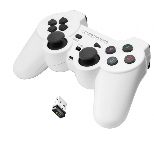 Esperanza EGG108W Gaming-Controller Schwarz, Weiß RF Gamepad Analog / Digital PC, Playstation 3