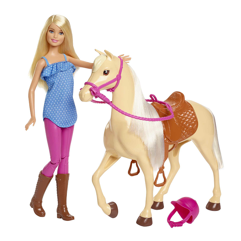 Barbie Pferd mit Puppe (blond), Anziehpuppe, Modepuppe, Pferde Spielzeug