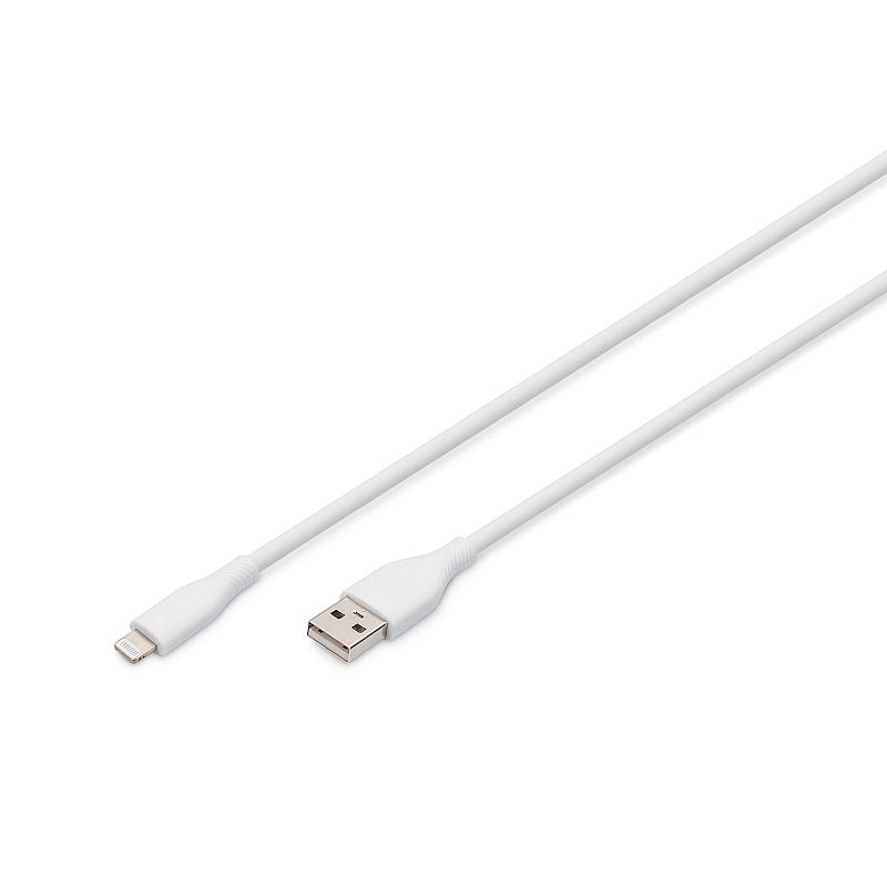 Digitus Lightning Silikon Anschlusskabel, USB-A - Lightning 1m, weiß