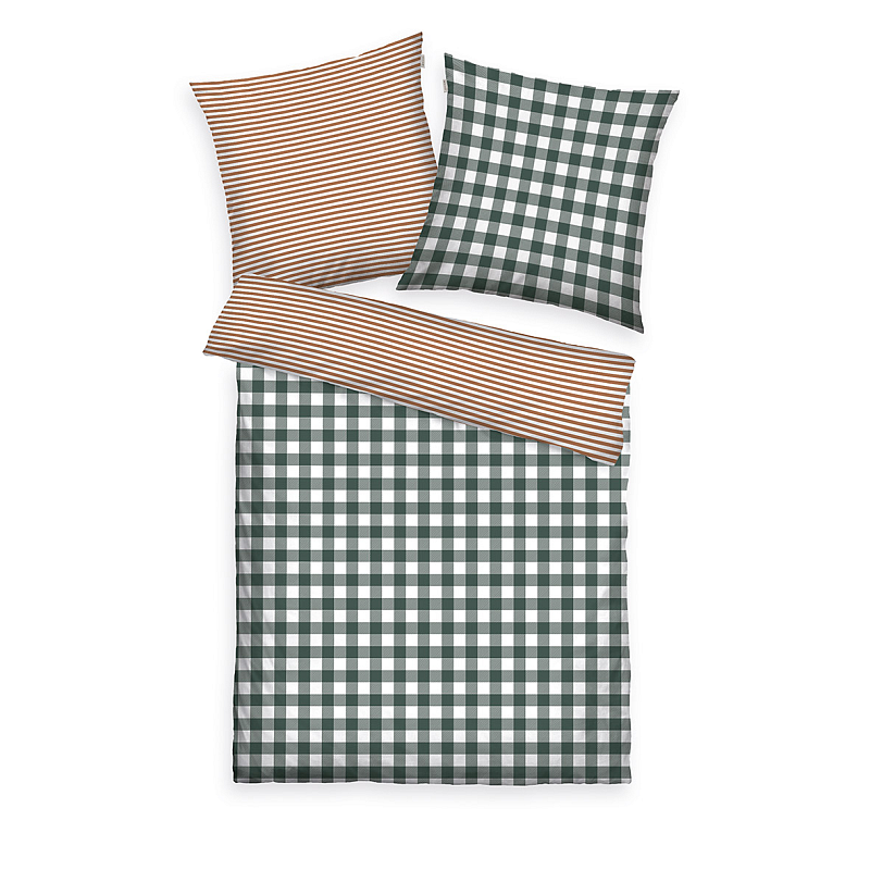 HERDING TOM TAILOR Winterbettwäsche - Classic Check Forest & Rusty Red - 80-x-80-cm-155-x-220-cm