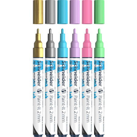 Schneider Schreibgeräte Paint-It Marker 6 Stück(e) Rundspitze Gold, Hellblau, Hellgrün, Hellrosa, Violett, Silber