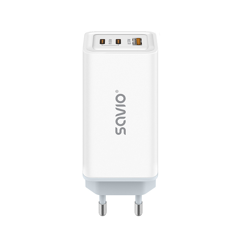 Savio LA-07 adowarka Sieciowa GaN 65W Biaa Kopfhörer, Kopfhörer, Tablets, Telefon, Uhr Weiß AC Draußen