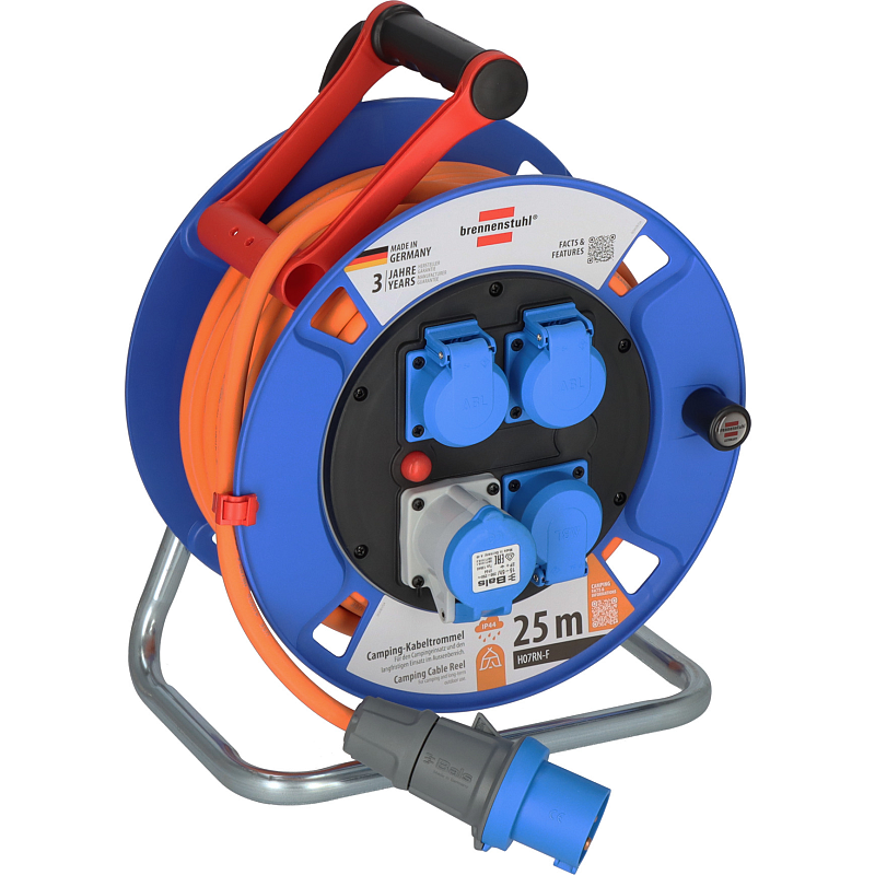 Brennenstuhl 1182690200 Verlängerungskabel 25 m 4 AC-Ausgänge Draußen Schwarz, Blau, Orange