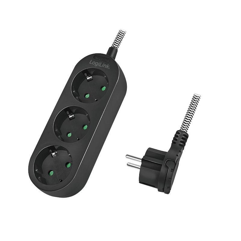 LogiLink LPS261 Verlängerungskabel 1,5 m 3 AC-Ausgänge Drinnen Schwarz, Weiß