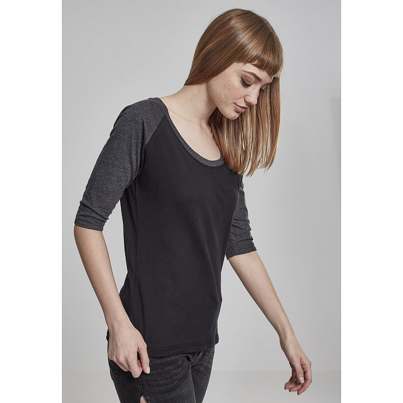 Urban Classics Ladies 3/4 Contrast Raglan Tee T-Shirt Rundhals 3/4 Ärmel Baumwolle