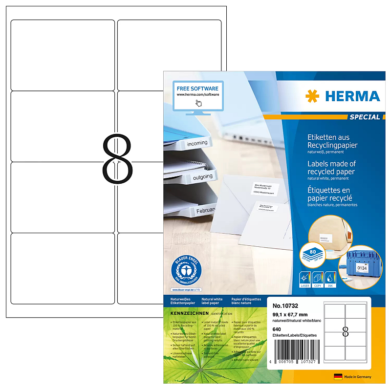 HERMA 10732 Druckeretikett Weiß Selbstklebendes Druckeretikett