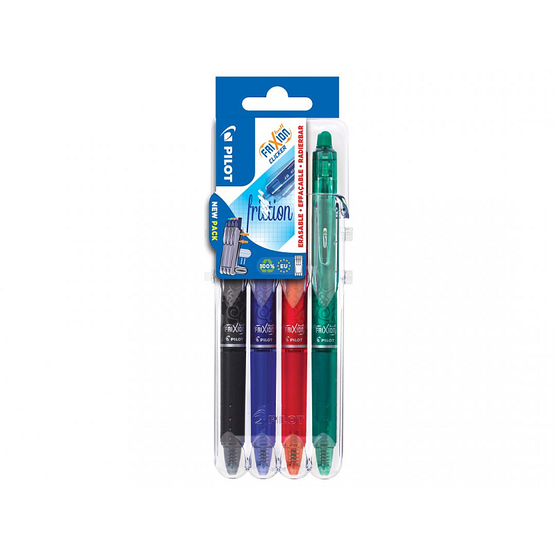 Pilot FriXion Ball Clicker 0.7 Schwarz, Blau, Grün, Rot 4 Stück(e)