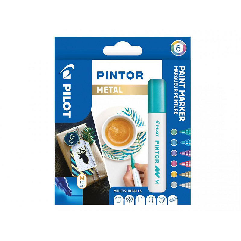 Pilot Pintor Gold, Metallicblau, Metallic green, Metallic pink, Metallic violett, Silber 6 Stück(e)