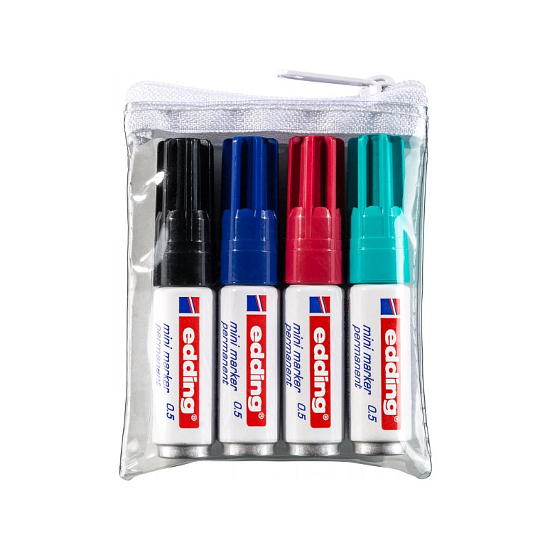 Edding 0.5 mini Marker 4 Stück(e) Feine Spitze Schwarz, Blau, Hellgrün, Rot