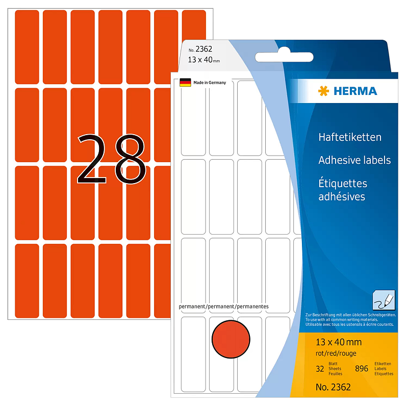 HERMA Vielzwecketiketten 13x40 mm rot Papier matt Handbeschriftung 896 St.