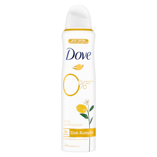 Dove Citrus- und Pfirsichduft 0% Aluminiumsalze mit Zink-Komplex Deodorant Spray