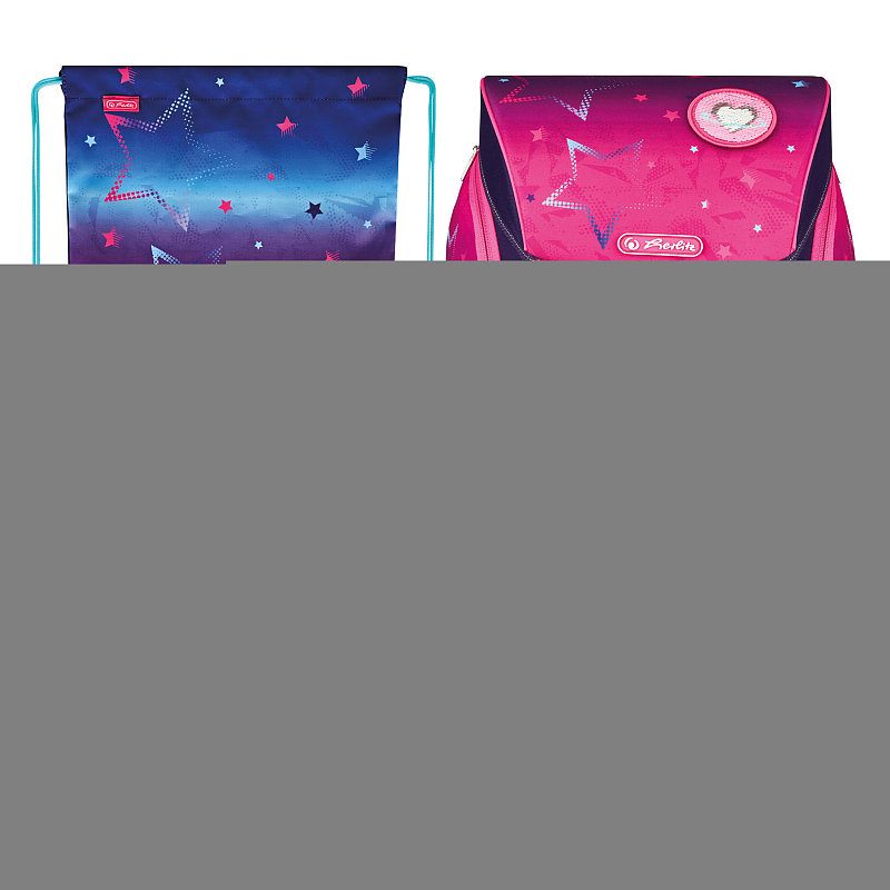 Herlitz FiloLight Plus Pink Stars Schulranzen-Set Mädchen Polyester Blau, Pink
